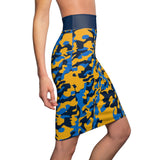 ThatXpression Fashion Navy Blue Camouflaged Women's Pencil Skirt 1YZF2