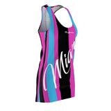ThatXpression Fashion Purple Teal Black Enlarged Miami Striped Racerback Dress