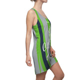 ThatXpression Fashion Green Navy Enlarged Seattle Print Racerback Dress