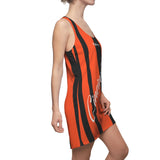 ThatXpression Fashion Black Orange Enlarged Cincinnati Print Racerback Dress
