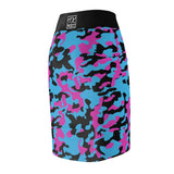 ThatXpression Fashion Purple Teal Black Camouflaged Women's Pencil Skirt 7X41K