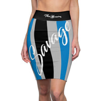 ThatXpression Fashion Blue Gray Savage Striped Themed Women's Pencil Skirt 1YZF2