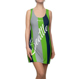 ThatXpression Fashion Green Navy Enlarged Seattle Print Racerback Dress