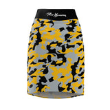 ThatXpression Fashion Yellow Black Camouflaged Women's Pencil Skirt 5TMP1