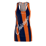 ThatXpression Fashion Navy Orange Enlarged Chicago Print Racerback Dress