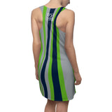 ThatXpression Fashion Green Navy Enlarged Seattle Print Racerback Dress
