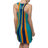 ThatXpression Fashion Teal Orange Navy Enlarged Miami Striped Racerback Dress
