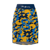 ThatXpression Fashion Navy Blue Camouflaged Women's Pencil Skirt 1YZF2
