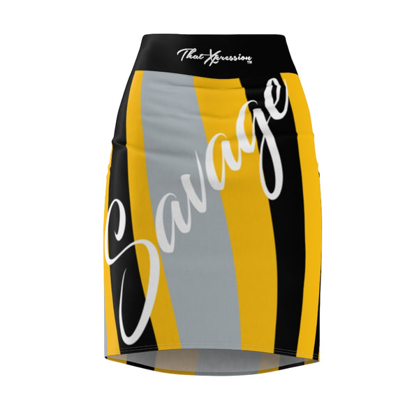 ThatXpression Fashion Pittsburgh Savage Striped Themed Women's Pencil Skirt 7X41K
