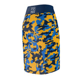 ThatXpression Fashion Navy Blue Camouflaged Women's Pencil Skirt 1YZF2