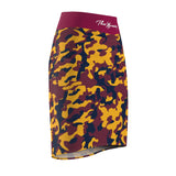 ThatXpression Fashion Navy Gold Camouflaged Women's Pencil Skirt 1YZF2