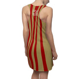 ThatXpression Fashion Red Gold Enlarged San Francisco Print Racerback Dress