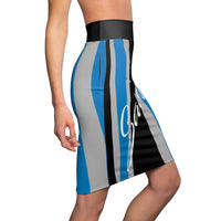 ThatXpression Fashion Blue Gray Savage Striped Themed Women's Pencil Skirt 1YZF2