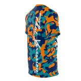 ThatXpression Fashion Orange Teal Navy Ultimate Camo Themed Unisex T-shirt XZ3T