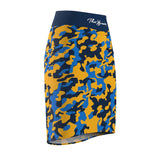 ThatXpression Fashion Navy Blue Camouflaged Women's Pencil Skirt 1YZF2