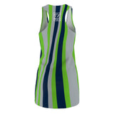 ThatXpression Fashion Green Navy Enlarged Seattle Print Racerback Dress
