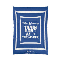Train Hard And Takeover Affirmation Sports Gym Fitness Blue(CF5) Comforter