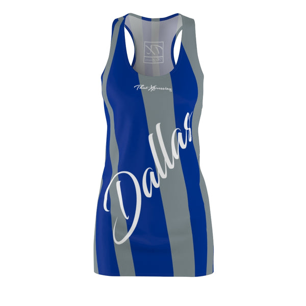 ThatXpression Fashion Blue Gray Enlarged Dallas Racerback Dress