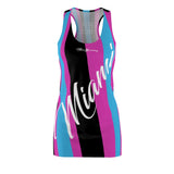 ThatXpression Fashion Purple Teal Black Enlarged Miami Striped Racerback Dress