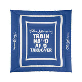Train Hard And Takeover Affirmation Sports Gym Fitness Blue(CF4) Comforter