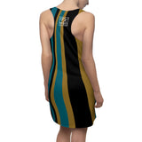 ThatXpression Fashion Gold Black Teal Jacksonville Striped Racerback Dress