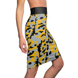 ThatXpression Fashion Yellow Black Camouflaged Women's Pencil Skirt 5TMP1