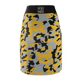 ThatXpression Fashion Yellow Black Camouflaged Women's Pencil Skirt 5TMP1