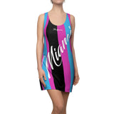ThatXpression Fashion Purple Teal Black Enlarged Miami Striped Racerback Dress