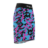 ThatXpression Fashion Purple Teal Black Camouflaged Women's Pencil Skirt 7X41K