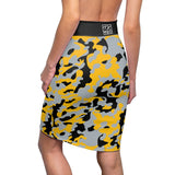 ThatXpression Fashion Yellow Black Camouflaged Women's Pencil Skirt 5TMP1