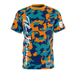 ThatXpression Fashion Orange Teal Navy Ultimate Camo Themed Unisex T-shirt XZ3T