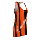 ThatXpression Fashion Black Orange Enlarged Cincinnati Print Racerback Dress