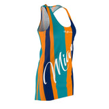 ThatXpression Fashion Teal Orange Navy Enlarged Miami Striped Racerback Dress