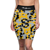 ThatXpression Fashion Yellow Black Camouflaged Women's Pencil Skirt 5TMP1