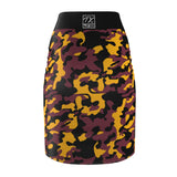 ThatXpression Fashion Gold Black Camouflaged Women's Pencil Skirt 1YZF2