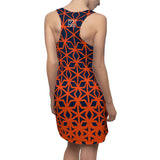 ThatXpression Fashion B2S Orange Navy Designer Tunic Racerback Dress