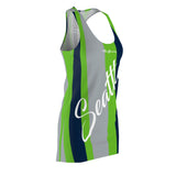ThatXpression Fashion Green Navy Enlarged Seattle Print Racerback Dress
