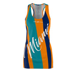 ThatXpression Fashion Teal Orange Navy Enlarged Miami Striped Racerback Dress