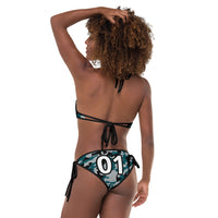 ThatXpression Reversible Philadelphia Camo Striped Green Gray Jersey Bikini Swimsuit Set