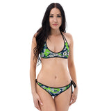 ThatXpression Reversible Seattle Camo Striped Navy Green Jersey Bikini Swimsuit Set
