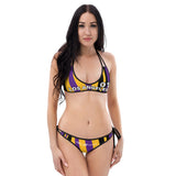 ThatXpression Reversible Los Angeles Camo Striped Purple Gold Jersey Bikini Swimsuit Set