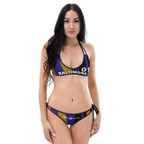ThatXpression Reversible Baltimore Camo Striped Black Gold Jersey Bikini Swimsuit Set