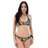 ThatXpression Reversible Miami Camo Striped Navy Orange Jersey Bikini Swimsuit Set