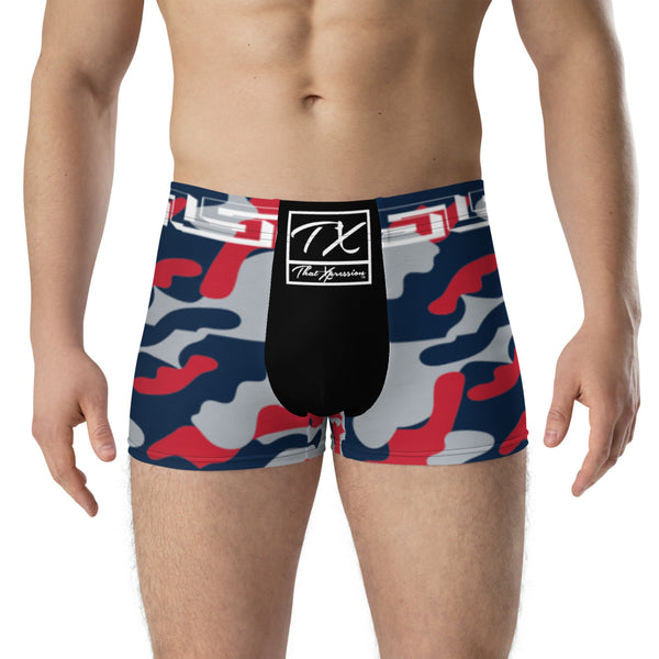 ThatXpression Fashion New England Camo Themed Navy Red Boxer Briefs
