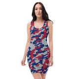 ThatXpression Camo Crazy New York Blue Red Scheme Fitted Dress