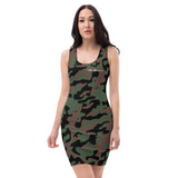 ThatXpression Camo Crazy Green Brown Scheme Fitted Dress