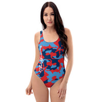 ThatXpression Fashion Camo Tennessee Themed Navy Red One-Piece Swimsuit