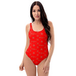 ThatXpression Fashion's Elegance Collection Red and Tan One-Piece Swimsuit