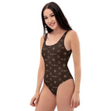 ThatXpression Fashion's Elegance Collection Brown and Tan One-Piece Swimsuit