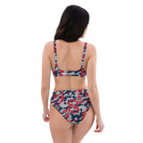ThatXpression Fashion Navy Red Silver Camo Themed high-waisted bikini